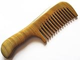 Myhsmooth Gs-2w-mt Handmade Natural Green Sandalwood No Static Comb with Aromatic Scent for Detangling Curly Hair and Gift -Made of a Whole Piece of Green Sandalwood, Not Mosaic(7" Wide Tooth)