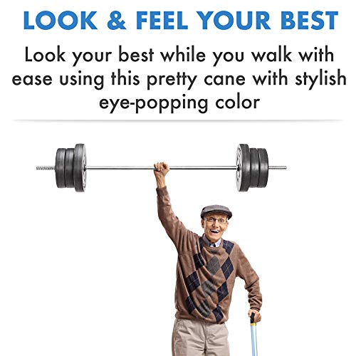 Pivit Walking Cane for Men & Women | Self Standing, Adjustable Offset Balance Stick 4 Point Quad Cane Tip | Lightweight & Sturdy Mobility Walker Aid for Arthritis, Elderly, Seniors & Handicap (Blue) - Thumbnail 2