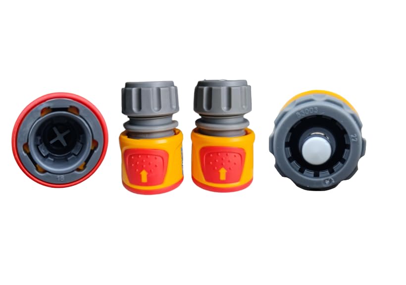 SK INFINITY | Hozelock Conector AquaStop soft touch Water Stop Connector - 12.5mm - 15mm- Watertight, Non-slip, Ideal for the Start of the Hose-Yellow/Grey-Quick Connector (2- Pack)