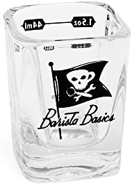 Espresso PartsBarista Basics 2 oz Square Shot Glass - Thick Glass Espresso Measuring Cup With Dual Indicators