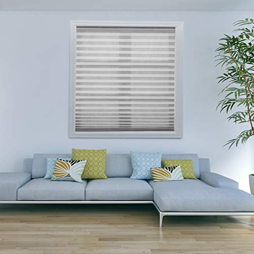 Acholo Grey Easy to install Trim-at-Home Light Filtering Pleated Fabric Shades Blinds Windows 48"x72", 6 pack