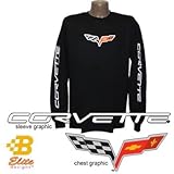 C6 Corvette Black Long Sleeved Shirt W/Script On Sleeves Black Xx Large Bdc6st843
