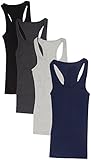 Zenana Outfitters 4 Pack Womens Basic Ribbed Racerback Tank Top