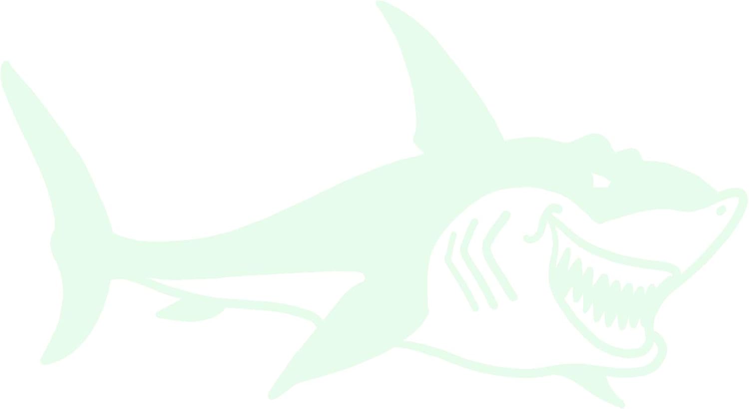 hBARSCI Smirking Shark Vinyl Decal - 11 Inches - for Walls, Windows, Doors, Vehicles, Outdoor-Grade 6mil Thick Vinyl - Glow in The Dark