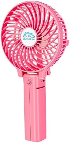 Multipurpose Collapsible Portable Fan(Hand-held) Personal handheld electric LG 2000mA rechargeable battery Adjustable 3 speed (Pink)