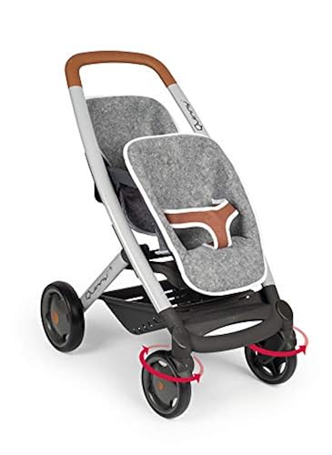 Smoby 253204 Twin Pushchair Grey 42 cm Pram for Two Dolls in