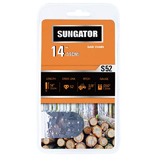 SUNGATOR 14-Inch Chainsaw Chain SG-S52, 3/8" LP Pitch - .050" Gauge - 52 Drive Links, Fits Craftsman, Poulan, Ryobi, Homelite, Echo and More