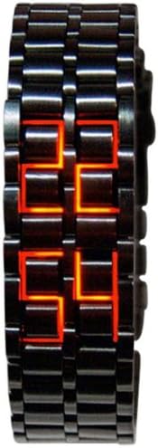 Men'sLava Black Stainless Steel Lava RED LED Digital Bracelet Watch SK-314