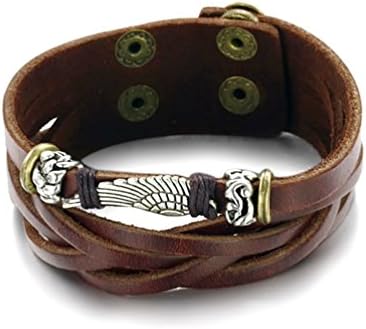 KingSix Unisex Brown Braided Leather / Alloy Adjustable Bracelet KPH792