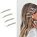 4 Pack Double Row Clear Crystal Rhinestone Hair Barrettes Bobby Pins Clips Fashion Metal Hair Pin Decorations for Lady Women Girls (Rose Gold)