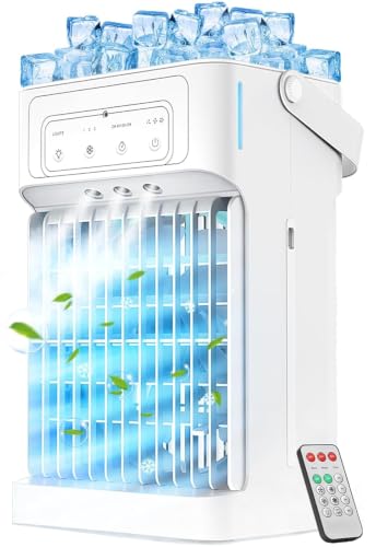 Portable Air Conditioners, 3 Speeds, 3 Mist Settings, 40oz XL Water Tank, 2~8h Timer & 7-color Ambient Lights, Air Conditioner Portable, Personal Small Mini Air Conditioner Air Cooler for Room Bedroom