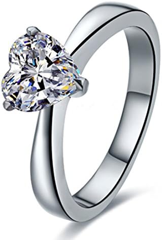 Sterling Silver 1CT NSCD Simulated Diamond Heart Shape Ring Solitaire Engagement for Women