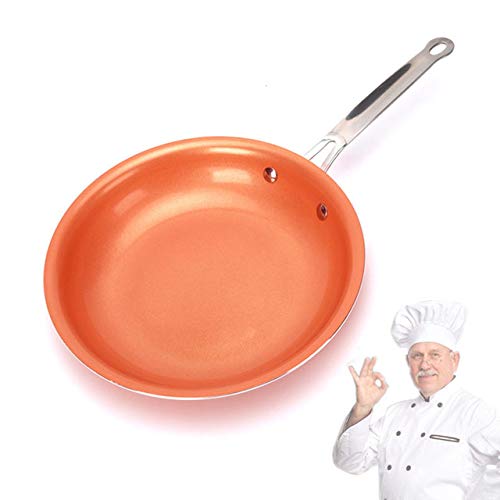 Xigeapg Non-Stick Frying Pan Copper Red Pan Induction Frying Pan Frying Pan Saucepan Oven Dishwasher Safe 8 Anti-Baking Frying Pan - Thumbnail 3