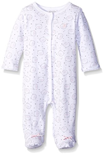 ABSORBA Baby-Girls All Over Bear Footie, White Multi, 0-3 Months