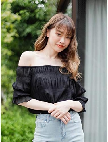 Amazon リップサービス マジョリカプリーツ2wayオフショルトップス ブラック Free Tシャツ カットソー 通販