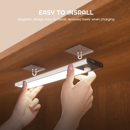 YEELIGHT Under Cabinet Lights Wireless,32 LED Closet Lights Motion Sensored,Dimmable Under Cabinet Lighting Rechargeable, Magnetic Stick on Lights for Closet, Kitchen Cabinet, Stairs, Car, 4000K