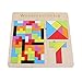 GEMEM 3 in 1 Wooden Tetris Puzzle Brain Teasers Toy Tangram Jigsaw Intelligence Colorful 3D Russian Blocks Game Montessori Toys for Children and Adults