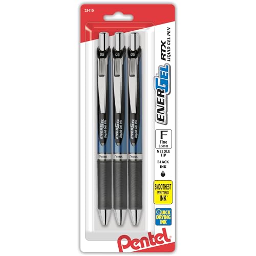 Pentel EnerGel RTX Retractable Liquid Gel Pen, (0.5mm), Fine Line, Needle Tip,…