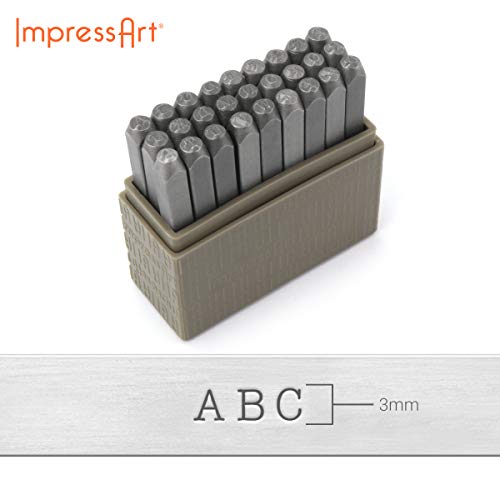 ImpressArt Basic Typewriter Uppercase 3mm Metal Stamp Letter Set for