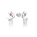 925 Sterling Silver Rhodium Plated Enamel Flower Deer Screwback Baby Girls Earrings