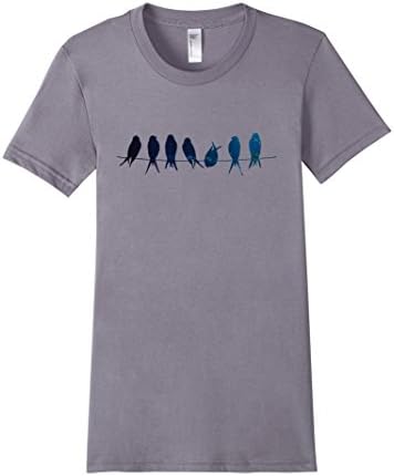 Women's Blue Birds on a Wire Graphic Tee Medium Slate