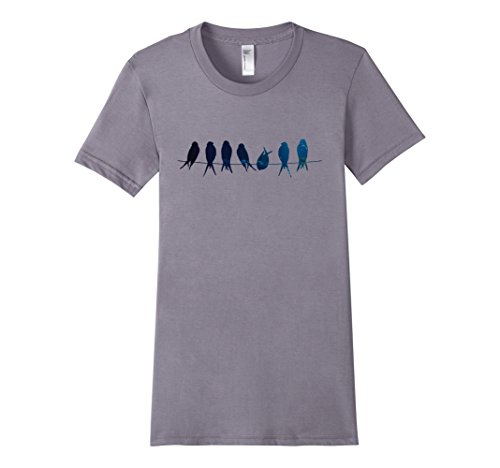 Women's Blue Birds on a Wire Graphic Tee Medium Slate