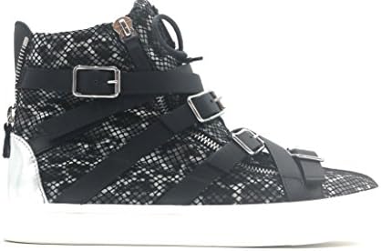 GIUSEPPE ZANOTTI Snake-Embossed Leather High-Top Sneaker Silver-Metallic Patent Leather Detailing (13)