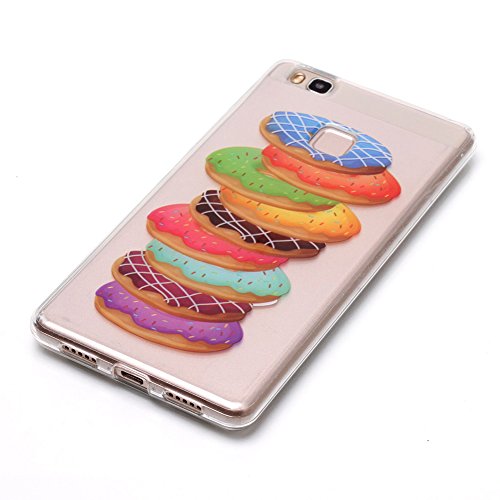 For Huawei P9 Lite Case,Funyye Fashion lovely Lightweight Ultra Slim Transparent Soft Gel Silicone TPU Bumper Anti Scratch Protective Cover for Huawei P9 Lite - Donut
