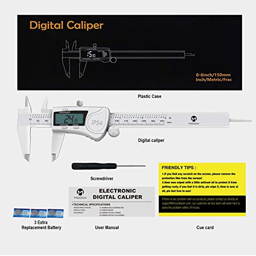 MOOCK Digital Caliper, Calipers Measuring Tool, Electronic Micrometer