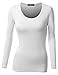Doublju Fitted Round Neck T-Shirt Top with Chest Pockets White Large