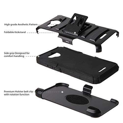 AlCatel Tetra 5.0" Case, Trishield Gear Hybrid Rugged Armor Black Kickstand Belt Clip Holster - Collage Surf Board - Thumbnail 2