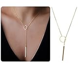 Bestjybt Fashion Women Metal Ring Short Y Shaped Necklaces Circle Lariat Necklace