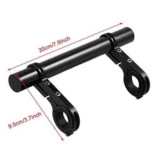 Evokem Multifunctional Bicycle Double Handlebar Extension Mount Bike Extender Bracket Holder for Lights, Speedometer, Phone Holder (Black-Carbon Fiber)