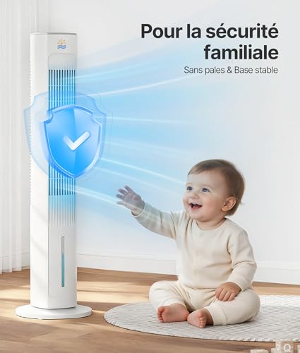EXNOS Silent Air Cooler - Alternative Air Conditioner Mobile Without Evacuation, 75° Oscillation, 12H Timer, Remote Control, White