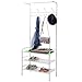 SINGAYE Coat Rack Hall Hree Entryway Bench Storage Shelves with 3-Tier Shoes Clothes Rack Carbon Steel White
