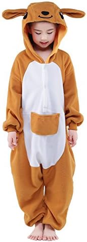 SWEETXIN Unisex Fleece Children Pyjamas Animals Sleepwear Costumes (8-height 51-54", Kangaroo)