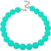 Caiyao Colorful Acrylic Round Beaded Choker Necklace Handmade Adjustable Resin Chunky Candy Color Beads Necklace Bohemia Geometric Statement for Women Costume Party Summer Vacation Jewelry Gifts
