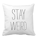 BOKOLI Sofa Bed Home Decor Festival Funny Quotes Polyester Throw Pillow Case Cushion Cover (Stay Weird) 16 x 16 Inches