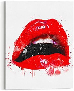 Wall Art Print on Canvas Red Dripping Lips Fashion Wall Art Print Poster - Pop Art, French, Vintage, Art Deco 642