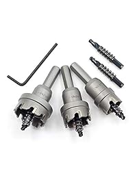 Juego de 3 piezas de sierras de metal con punta de carburo JESTUOUS 3 8 pulgadas de diámetro de vástago TCT 7 8 1-1 8 1-3 8 de diámetro de corte de dientes redondos de taladro cortador de agujero para madera de metal inoxidable