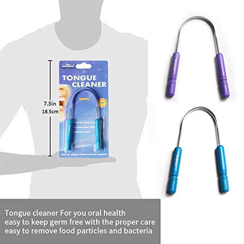 Tongue Scraper Cleaner, Surgical Grade Antibacterial Stainless Steel (Limpiador de lengua de acero inoxidable), Eliminates Bad Breath Halitosis (Colors may vary) - Thumbnail 6