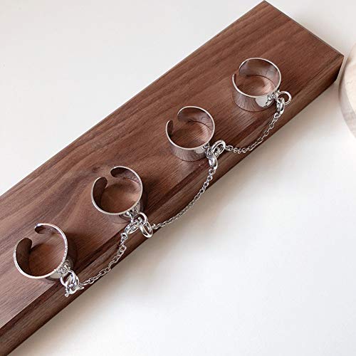 H.D.S.N. Punk Multi Layer Chain Finger Rings Adjustable Stackable Vintage Silver Punk Statement Ring for Women Girls