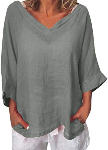 Summer Tops for Women 2019 Tronet Linen Shirts for Women O-Neck 3/4 Sleeve Solid Linen T-Shirt Loose Pullover Blouse Top