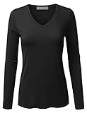DRESSIS Women's Basic Long Sleeve V-Neck Top