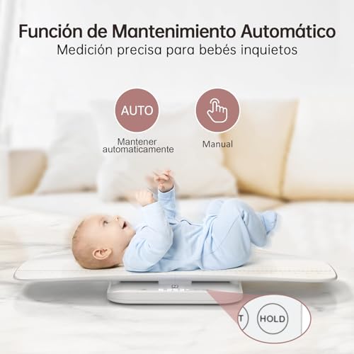 MUJA Báscula Digital Multifuncional, Apta para Niño, Adultos, y Mascotas como Perros y Gatos, Báscula Hasta 150 KG con Función de Retención
