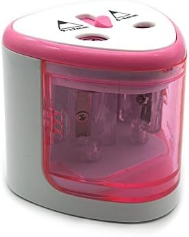 INWISH Electric Pencil Sharpener for Kids, Battery Powered Dual Holes Quiet Automatic Pencil Sharpener for 6mm-12mm Pencils for School Teacher Classroom Construction (Pink) (Pink)