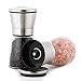 KITCHEN LIFE® Stainless Steel Salt And Pepper Grinder Set - Premium Clear Glass Salt & Pepper Mills | Adjustable Coarseness, Easy Refill, User Friendly, High Quality Grinders - With Free Stand |