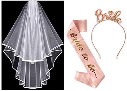 Nager Hen Party Decoration, Bride To Be Sash, Bridal Veil, Headband Tiara