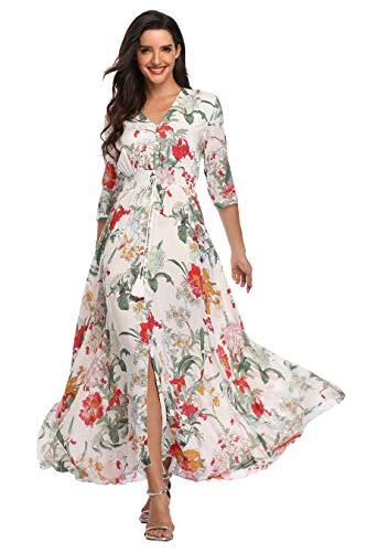 Women Summer Maxi Dress Casual Bohemian Floral Ten-M