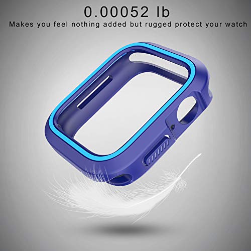 Compatible Apple Watch Case 44mm Series 4 Series 5, Shockproof and Shatter-Resistant Protective Bumper Cover iwatch Case, Dark Blue & Blue - Thumbnail 3